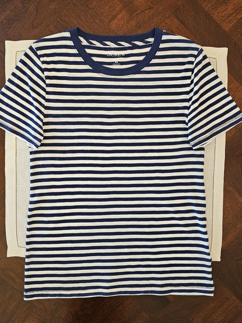 J. Crew New Vintage Cotton Striped Crewneck T-Shirt Navy White XS - Picture 7 of 7